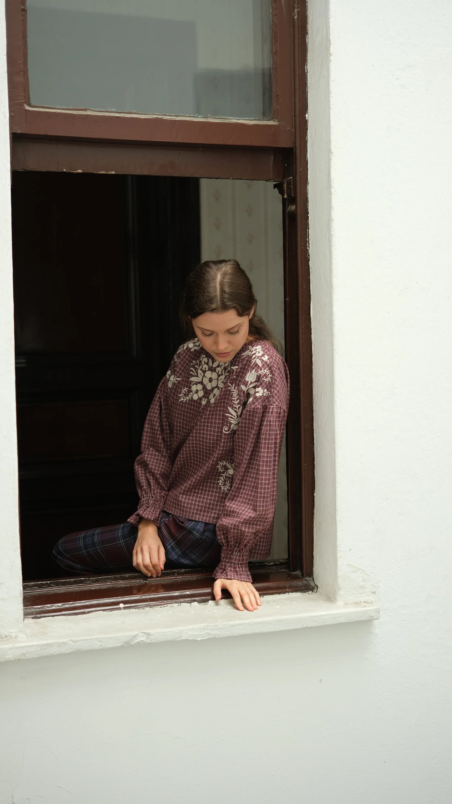 Arden Nakışlı Bluz Bordo