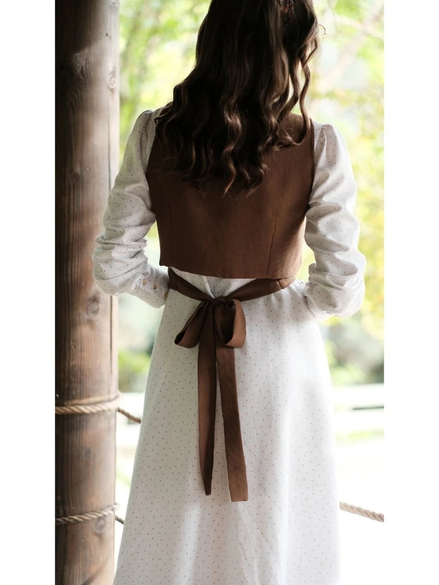 Yelekli Elbise Takım Kırık Beyaz