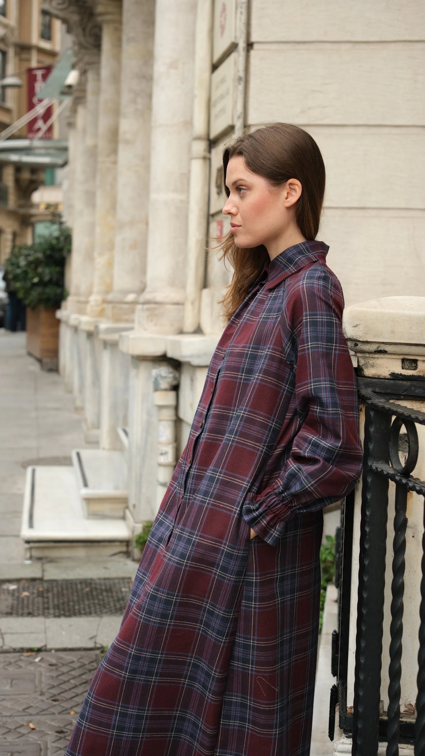 Mira Ekose Elbise - Bordo/Laci