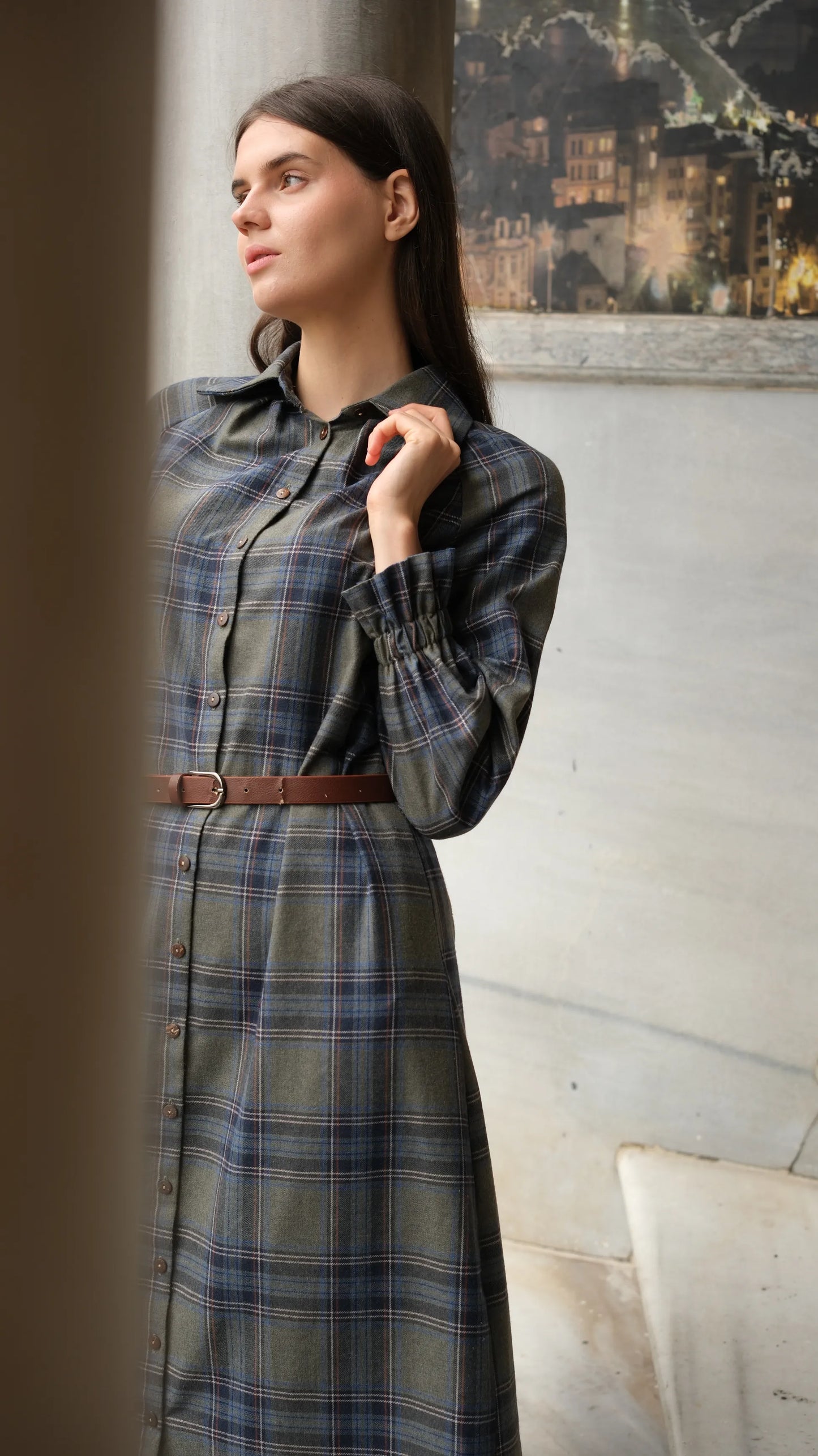 Mira Ekose Elbise - Haki/Laci