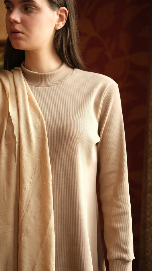 Kaşkorse Tunik Bej + Crash Bambu Şal