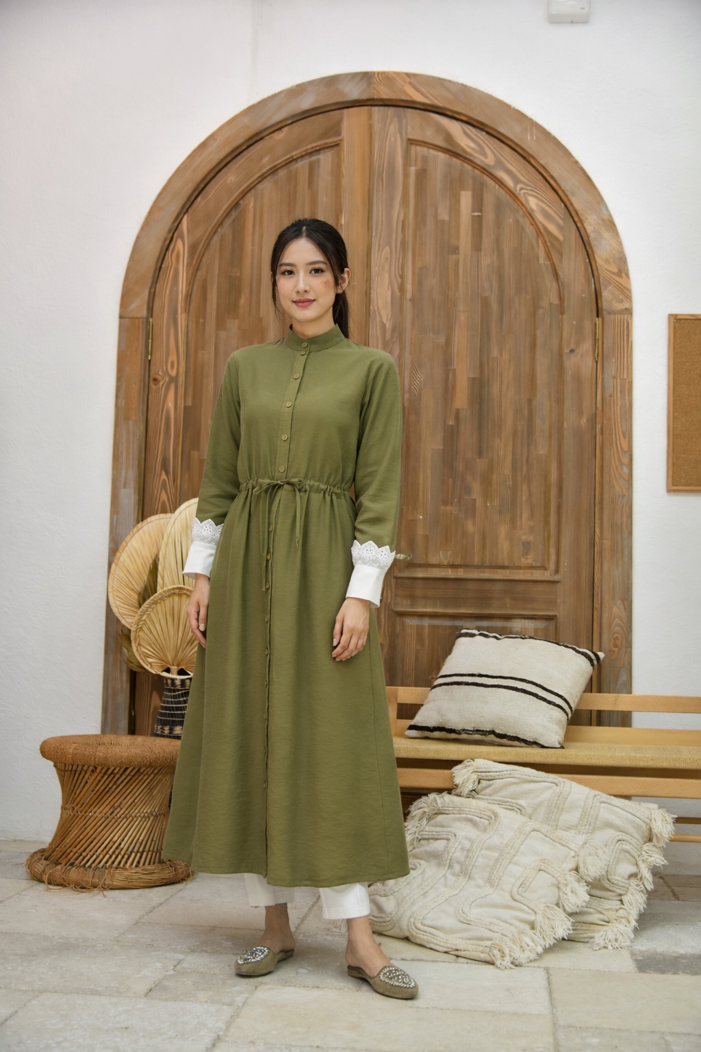 Zambak Tunik Zeytin Yeşili