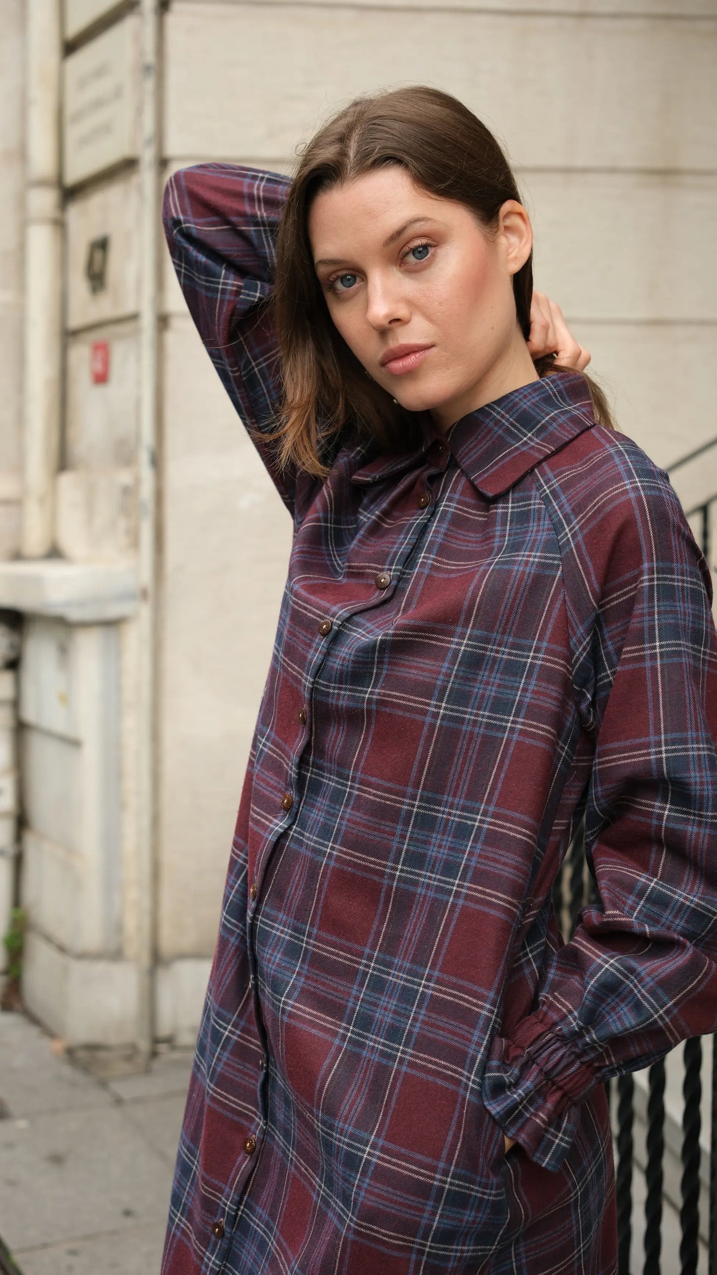 Mira Ekose Elbise - Bordo/Laci