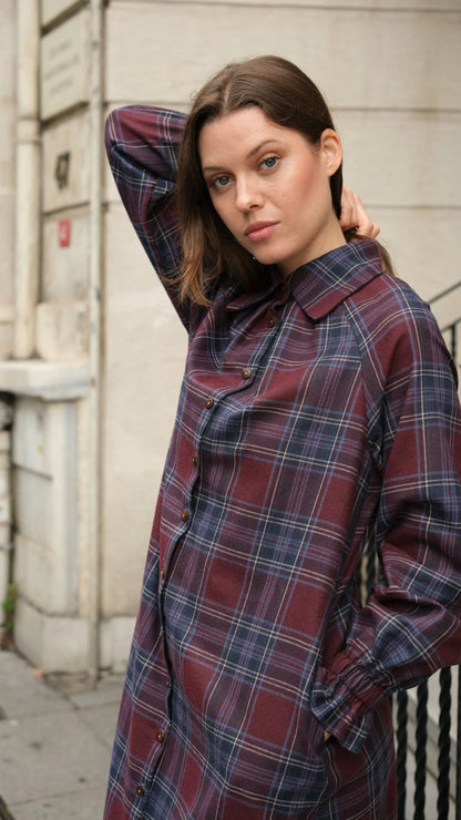 Mira Ekose Elbise - Bordo/Laci