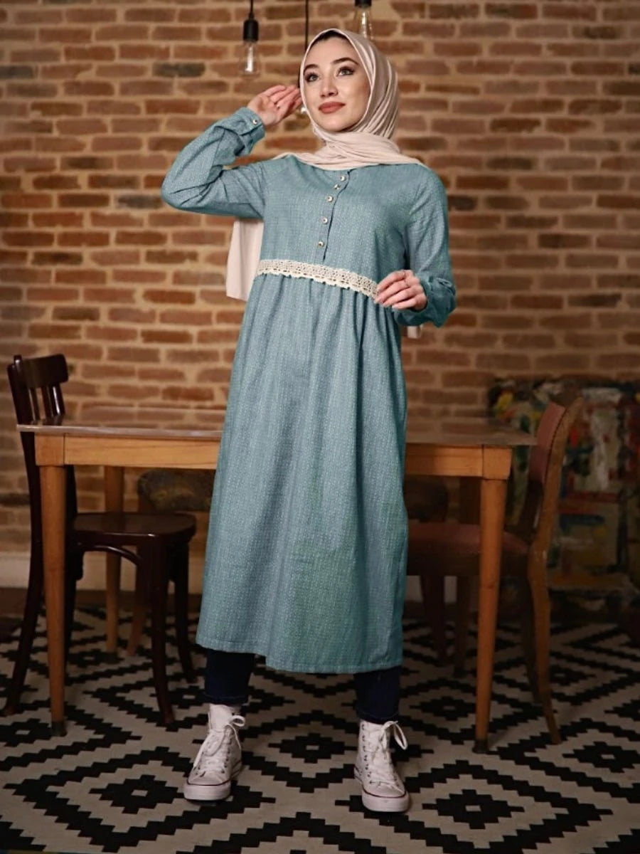 Çiçek Düğmeli Tunik