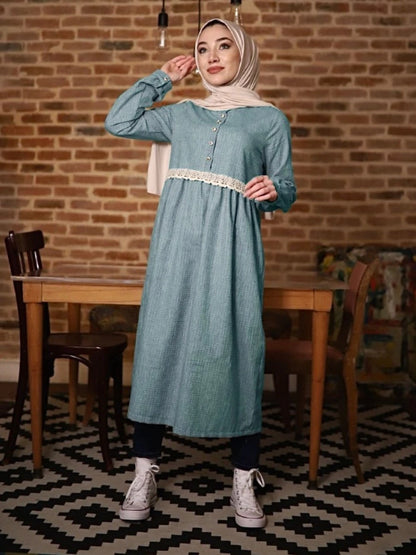 Çiçek Düğmeli Tunik