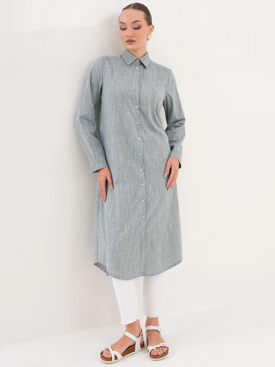 Basic Pamuklu Tunik Yeşil + Şal Hediyeli