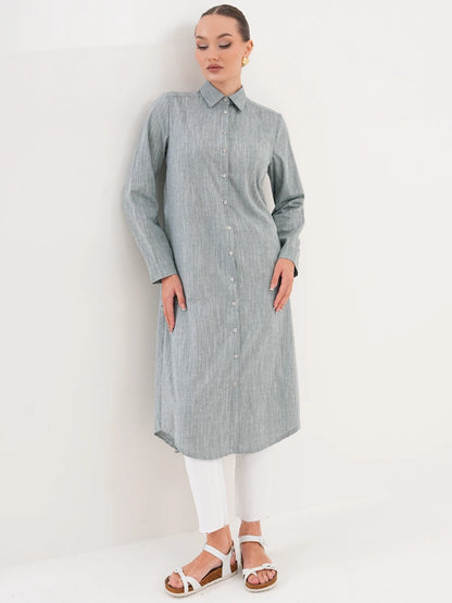 Basic Pamuklu Tunik Yeşil + Şal Hediyeli
