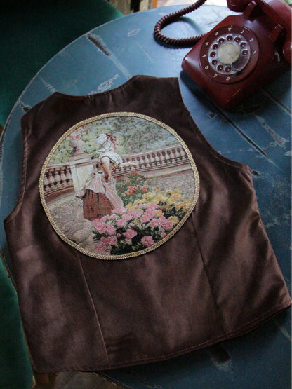 Bahçe Desen Goblen Yelek