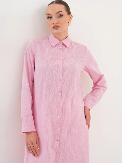 Basic Pamuklu Tunik Pembe + Şal Hediyeli