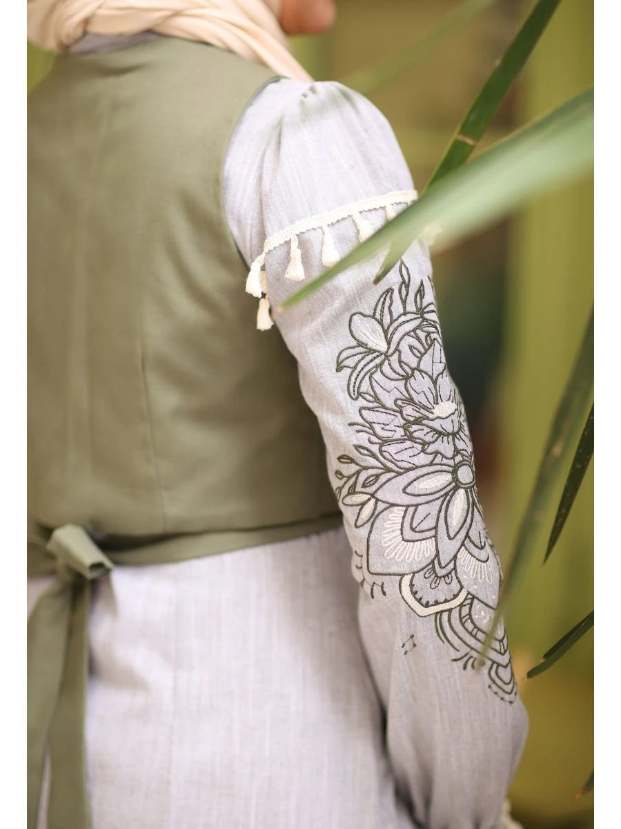 Firuze Elbise Yelek Takım Açık Yeşil/Haki