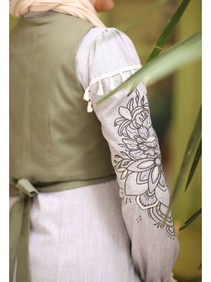 Firuze Elbise Yelek Takım Açık Yeşil/Haki