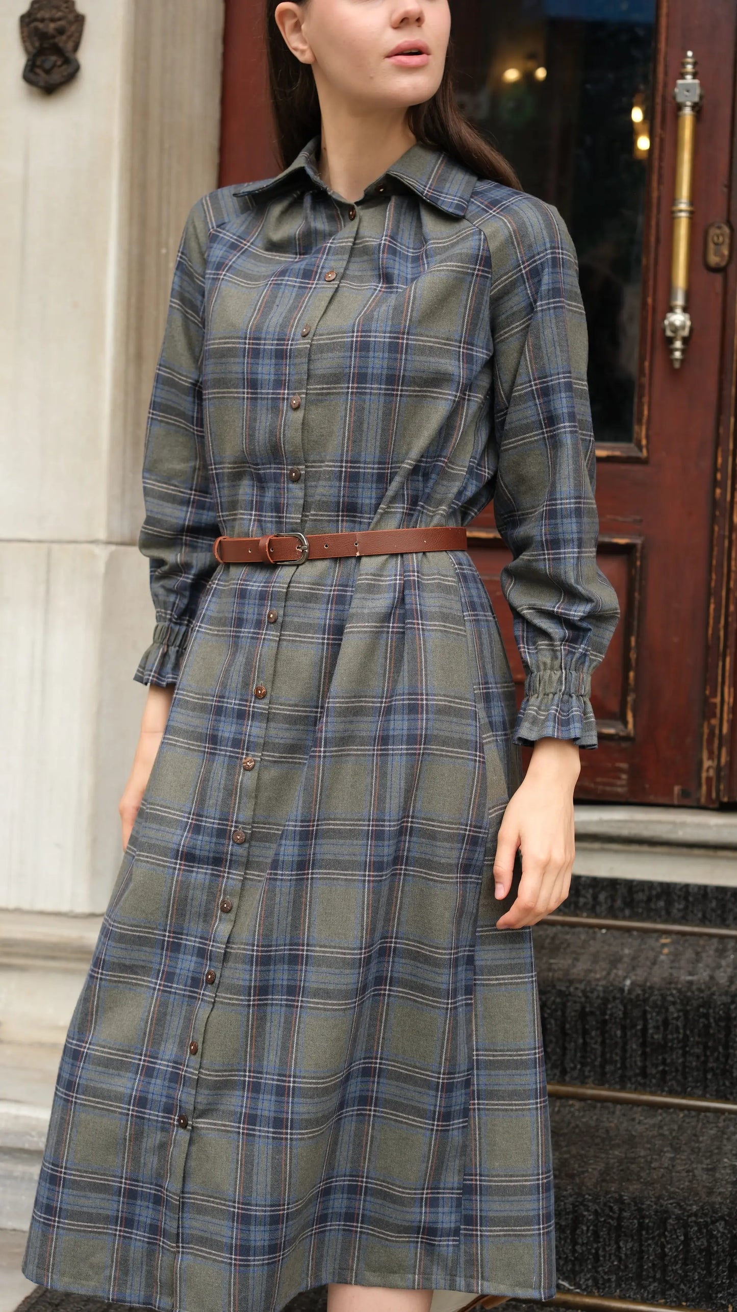 Mira Ekose Elbise - Haki/Laci