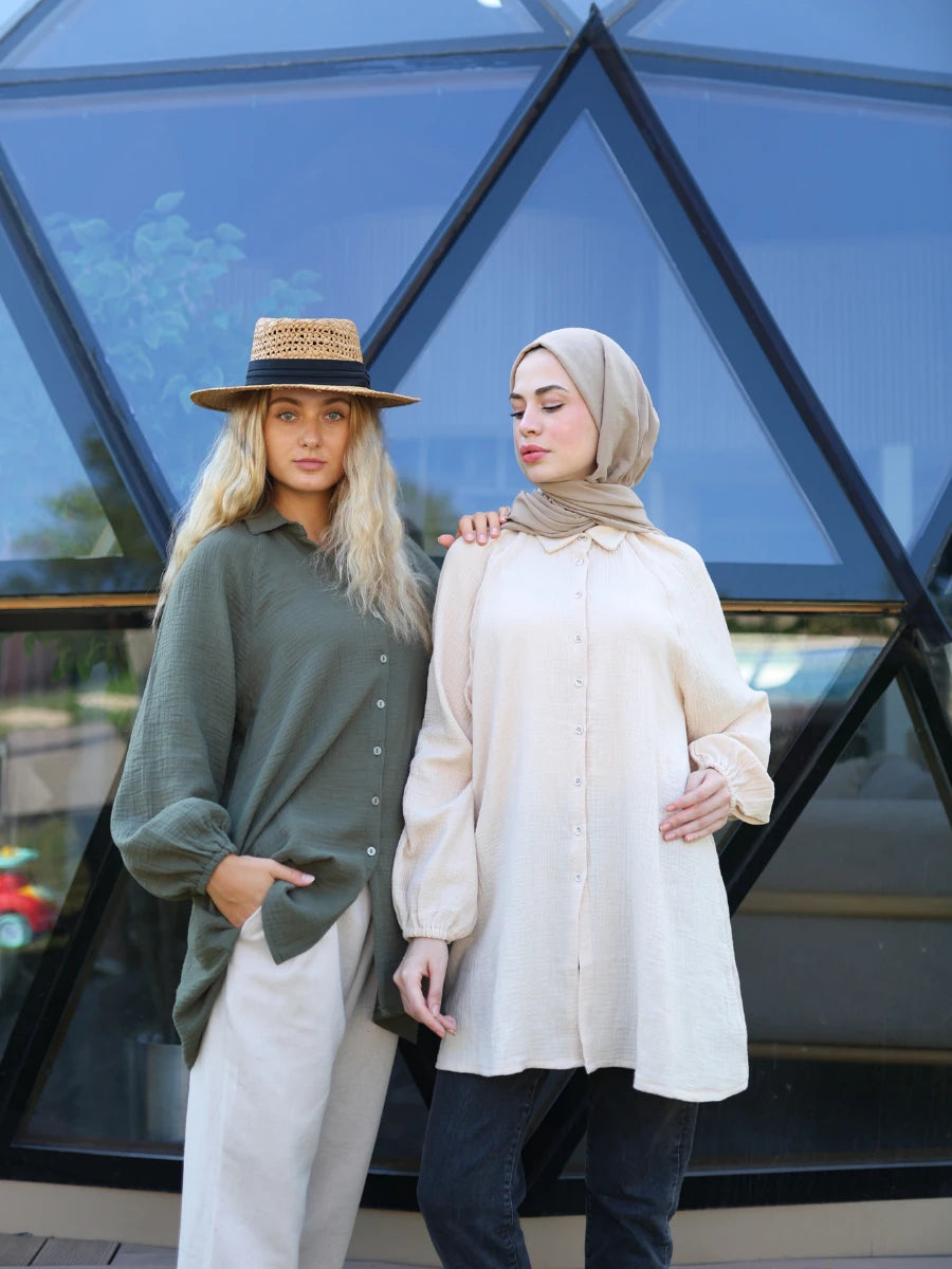 Müslin Gömlek Krem