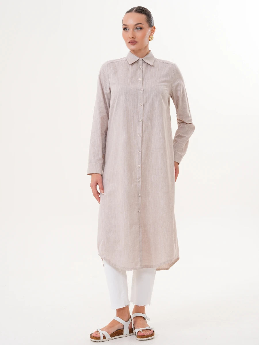 Basic Pamuklu Tunik Bej + Şal Hediyeli