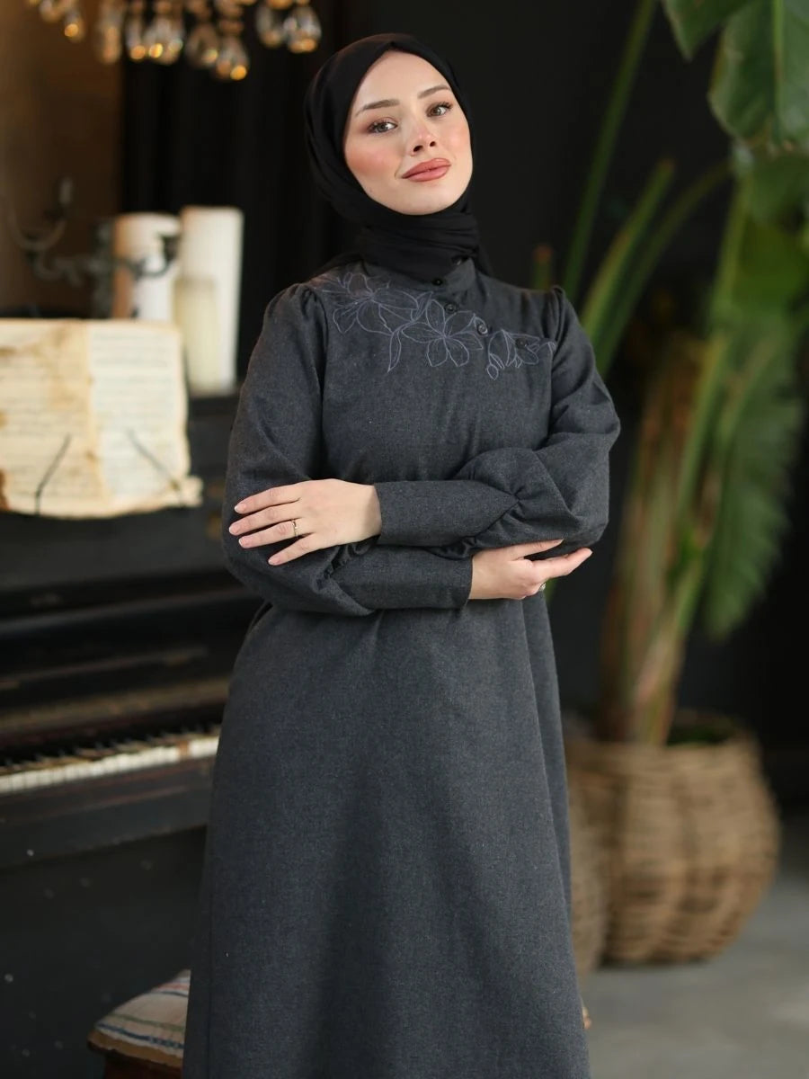 Şehrazat Elbise Koyu Antrasit
