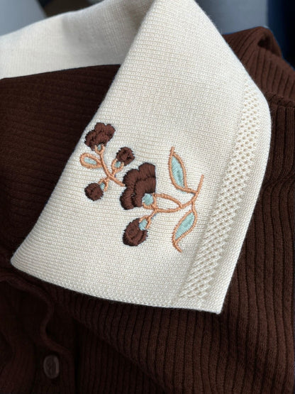 Polo Yaka Kaşkorse Tunik Kahverengi