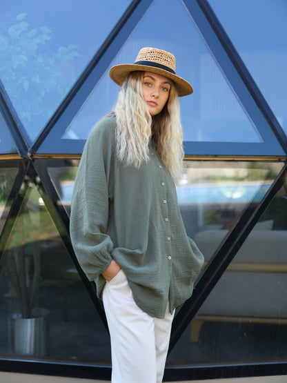 Müslin Gömlek Haki