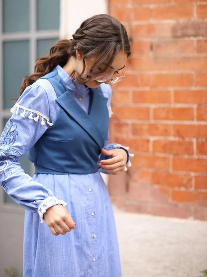 Firuze Elbise Yelek Takım Mavi/Sax