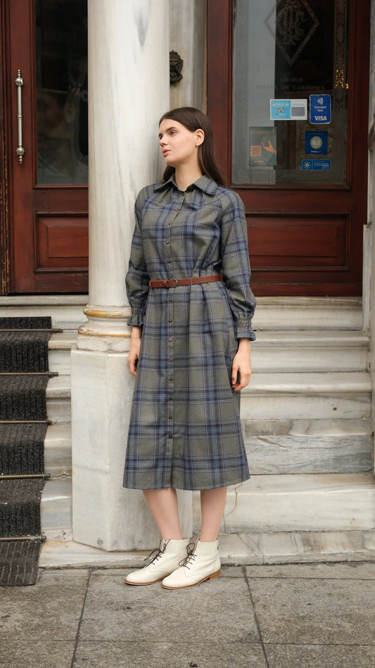 Mira Ekose Elbise - Haki/Laci