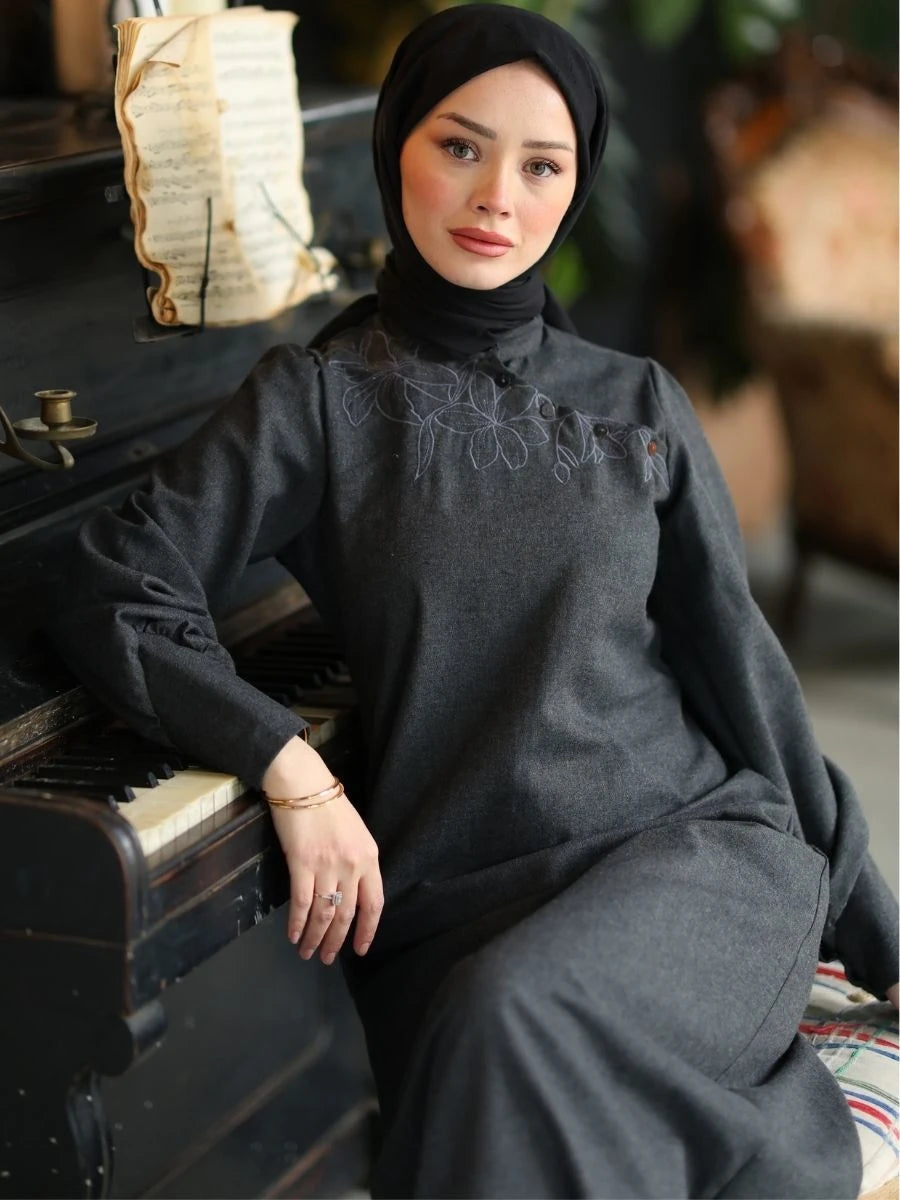 Şehrazat Elbise Koyu Antrasit