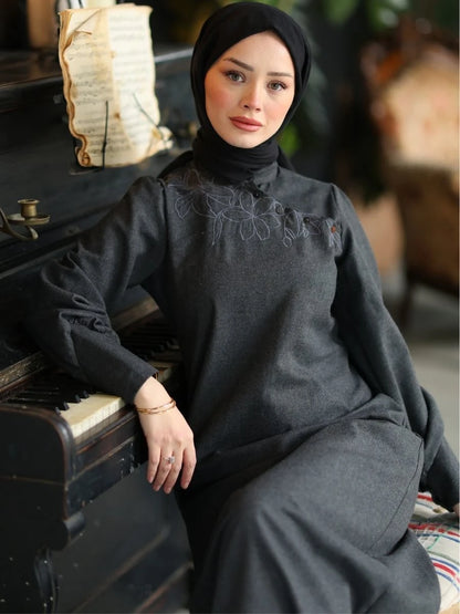 Şehrazat Elbise Koyu Antrasit