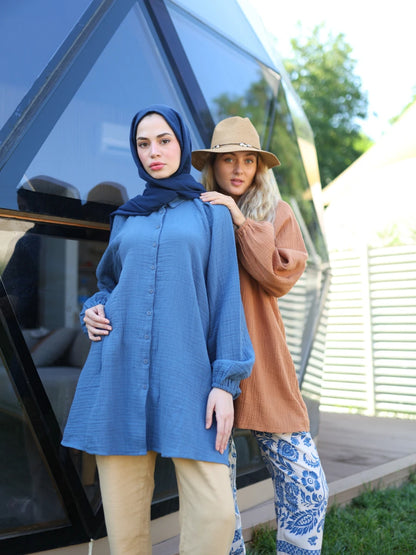 Müslin Gömlek Mavi