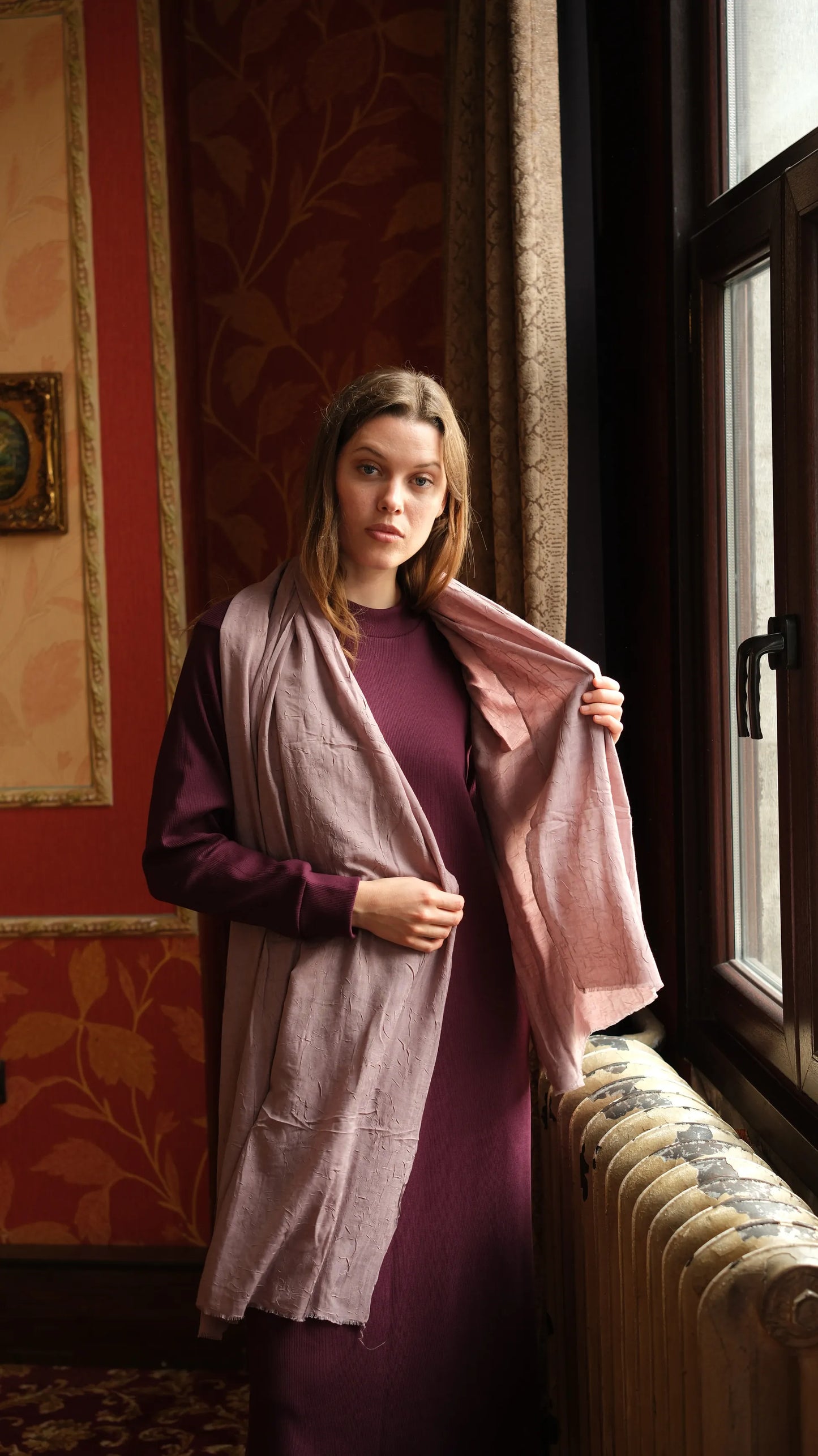 Kaşkorse Tunik Mürdüm + Crash Bambu Şal