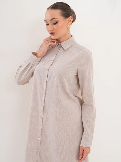 Basic Pamuklu Tunik Bej + Şal Hediyeli