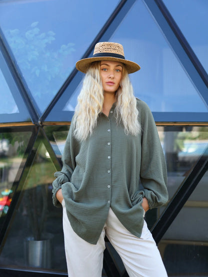 Müslin Gömlek Haki