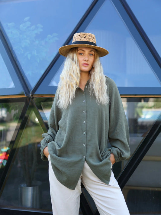 Müslin Gömlek Haki