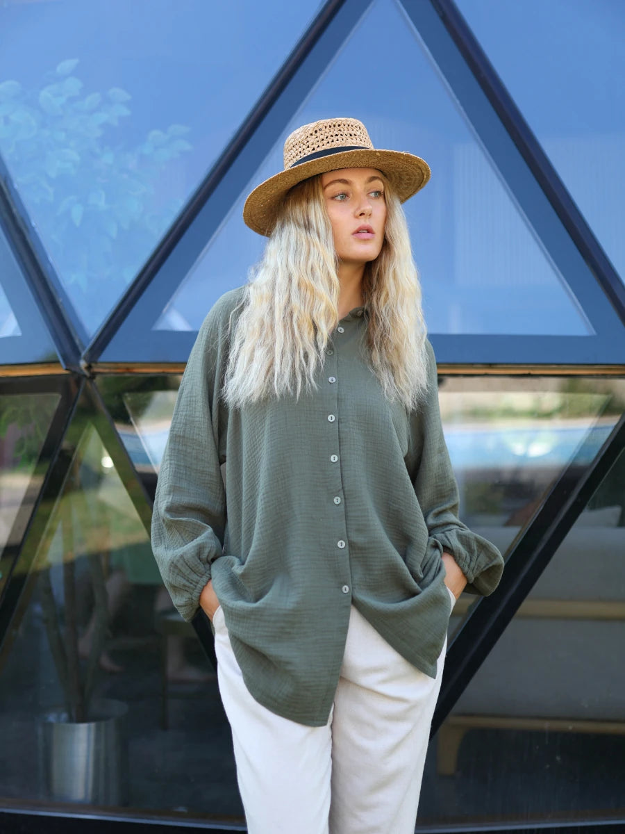 Müslin Gömlek Haki