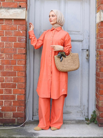 Poplin Takım Turuncu