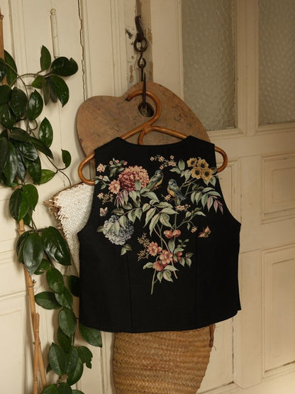 Kuş Desen Goblen Yelek