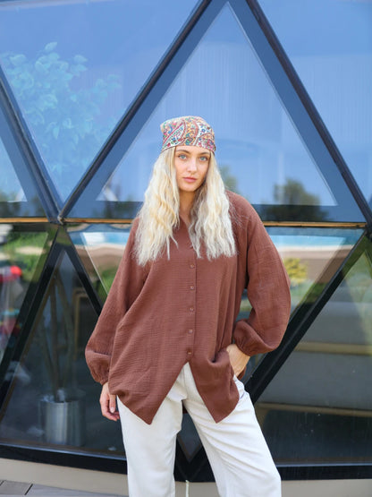 Müslin Gömlek Kahverengi