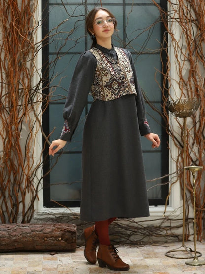 Goblen Yelekli Takım Gri