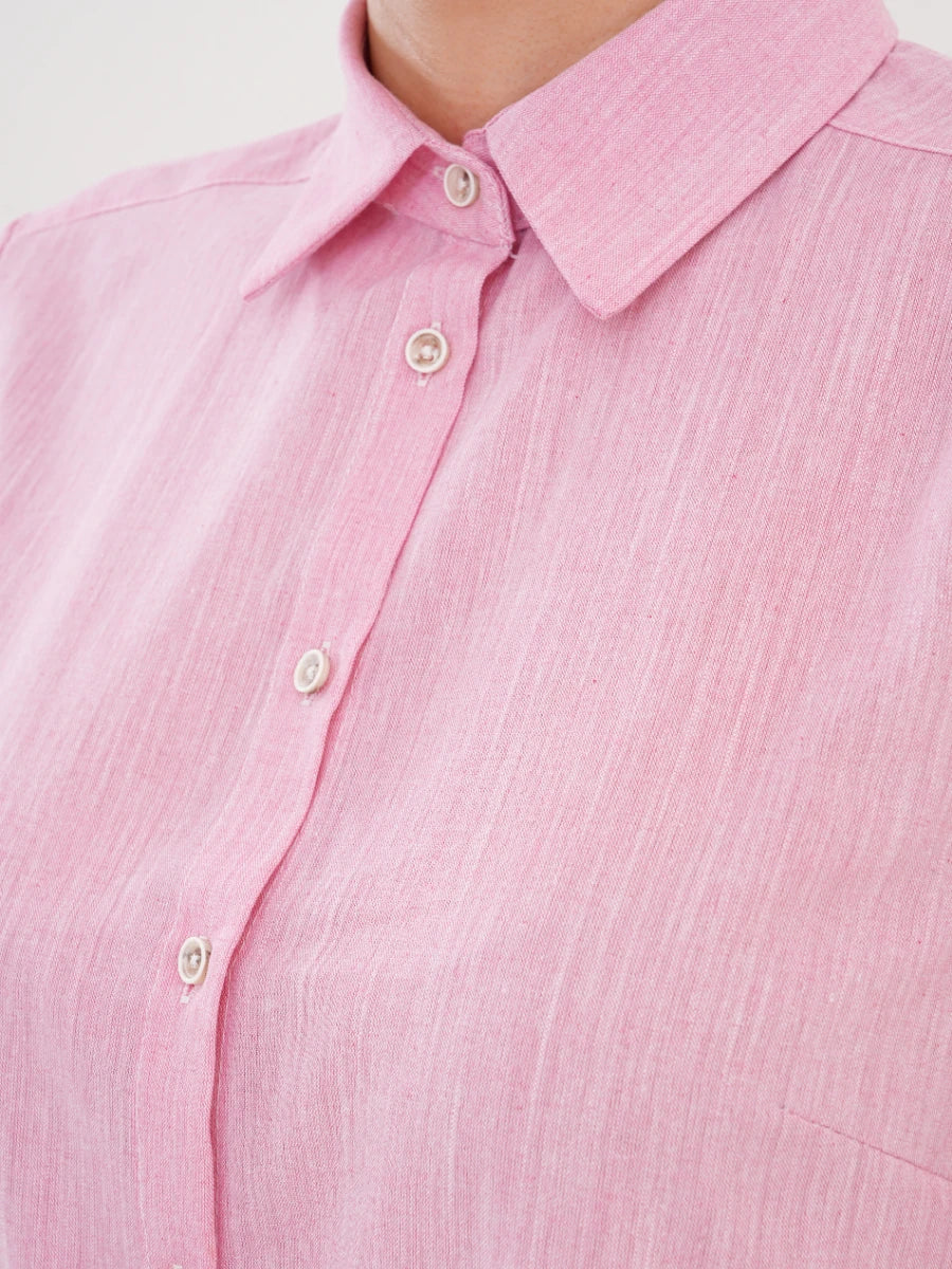 Basic Pamuklu Gömlek Pembe + Şal Hediyeli