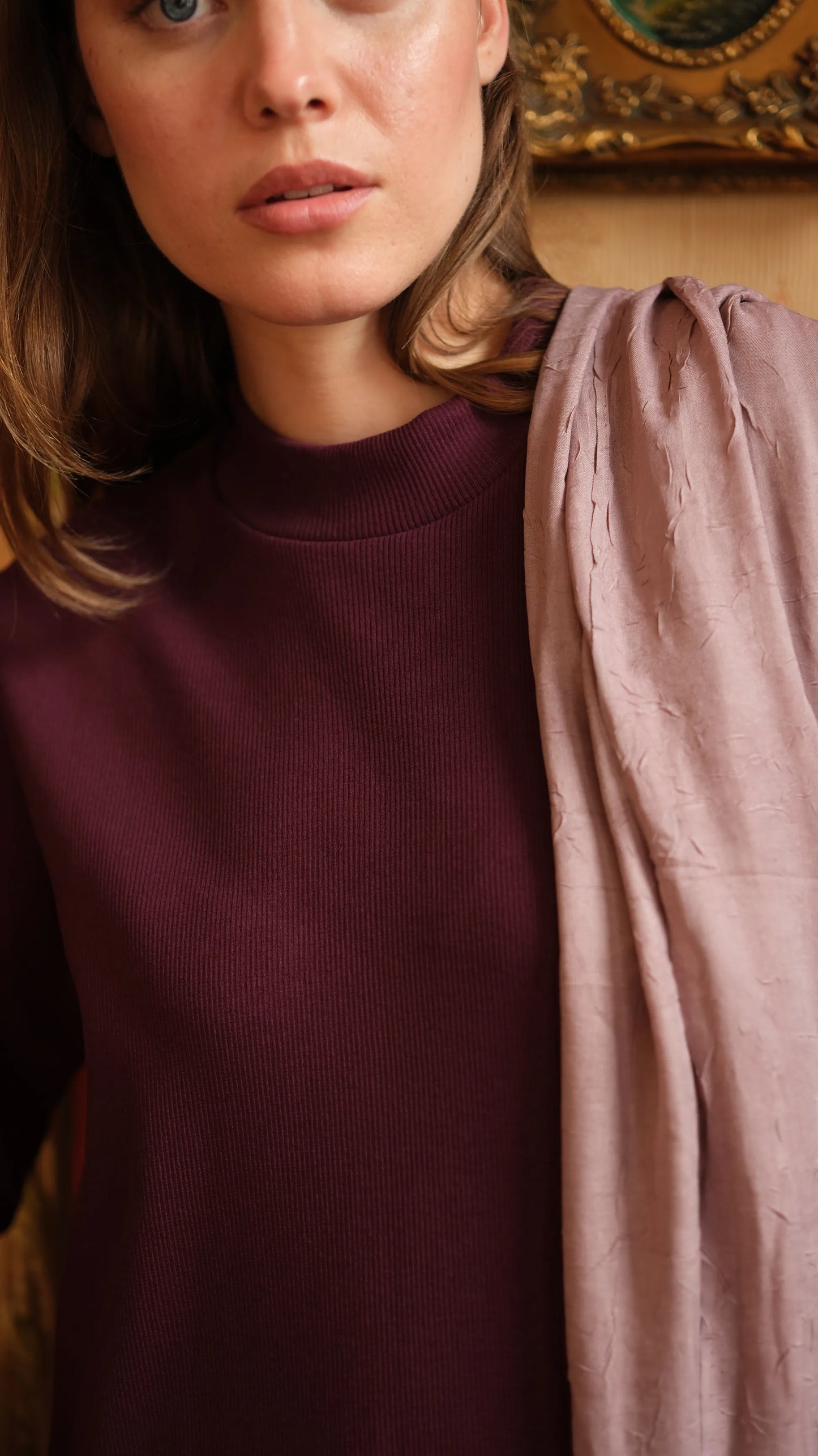 Kaşkorse Tunik Mürdüm + Crash Bambu Şal