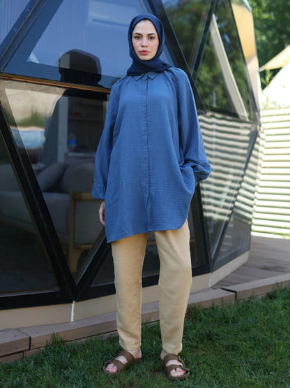 Müslin Gömlek Mavi