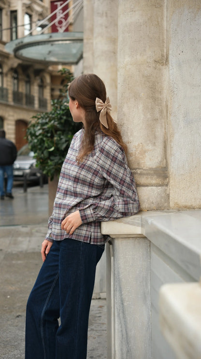 Bloom Ekose Bluz - Bordo/Laci