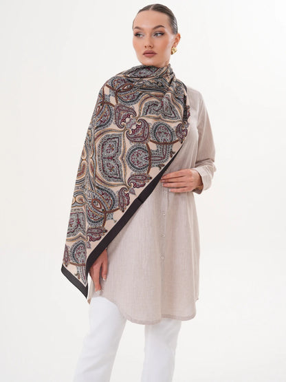 Basic Pamuklu Gömlek Bej + Şal Hediyeli