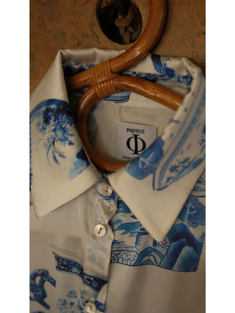 Blue Dream Saten Gömlek