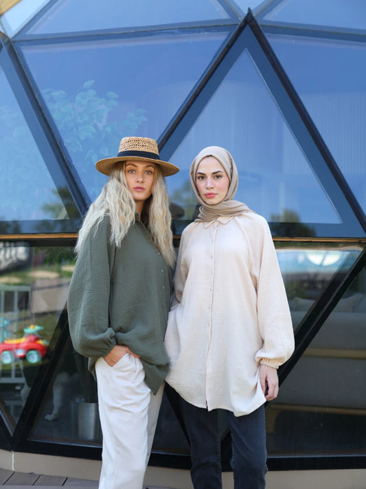 Müslin Gömlek Krem