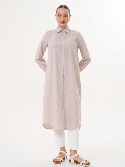 Basic Pamuklu Tunik Bej + Şal Hediyeli