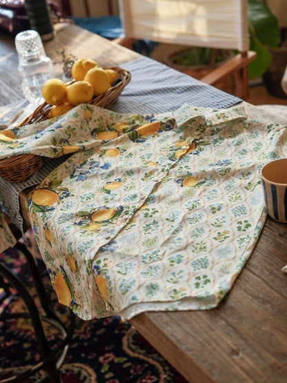 Limon Desenli Saten Gömlek