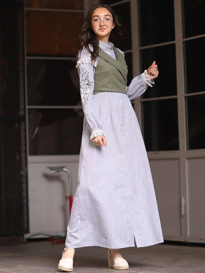 Firuze Elbise Yelek Takım Açık Yeşil/Haki