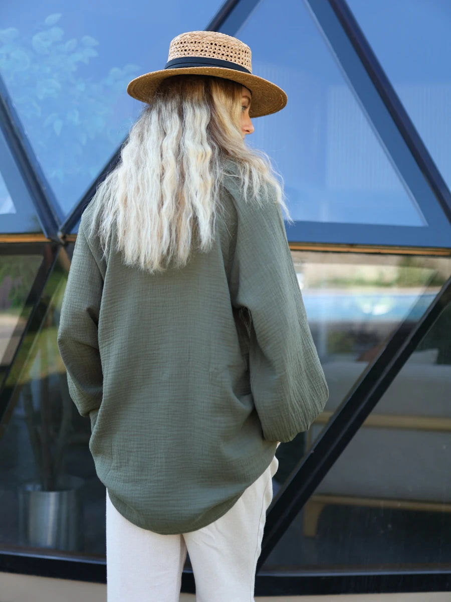 Müslin Gömlek Haki