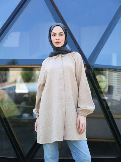Müslin Gömlek Bej