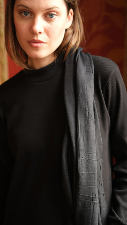 Kaşkorse Tunik Siyah + Crash Bambu Şal