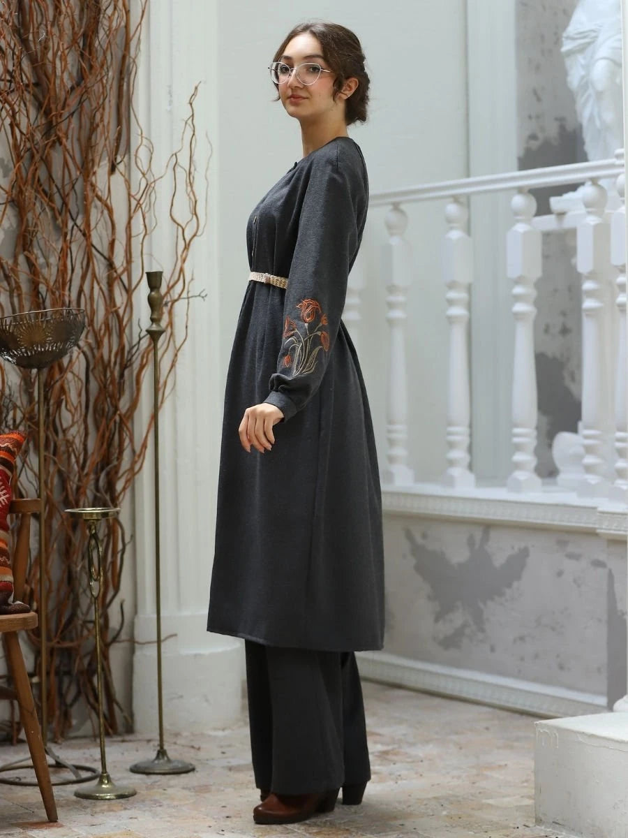 Lale Takım Koyu Gri